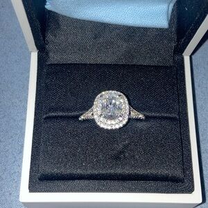 Silver 925 2 carat moissanite Halo Ring